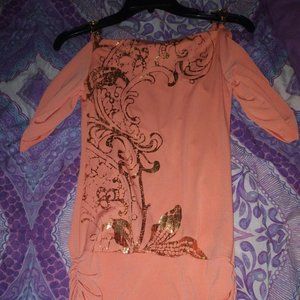peach colored cold shoulder top, sz small